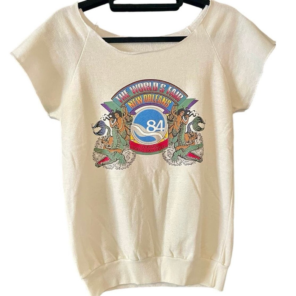 1984 Women's Small Vintage World’s Fair off the shoulder top